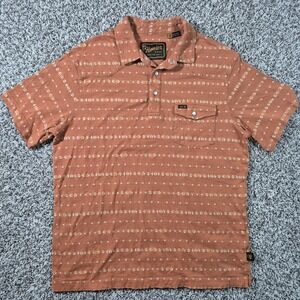 Howler Brothers Pearl Snap Polo Shirt Men's Medium Western Aztec Print Orange